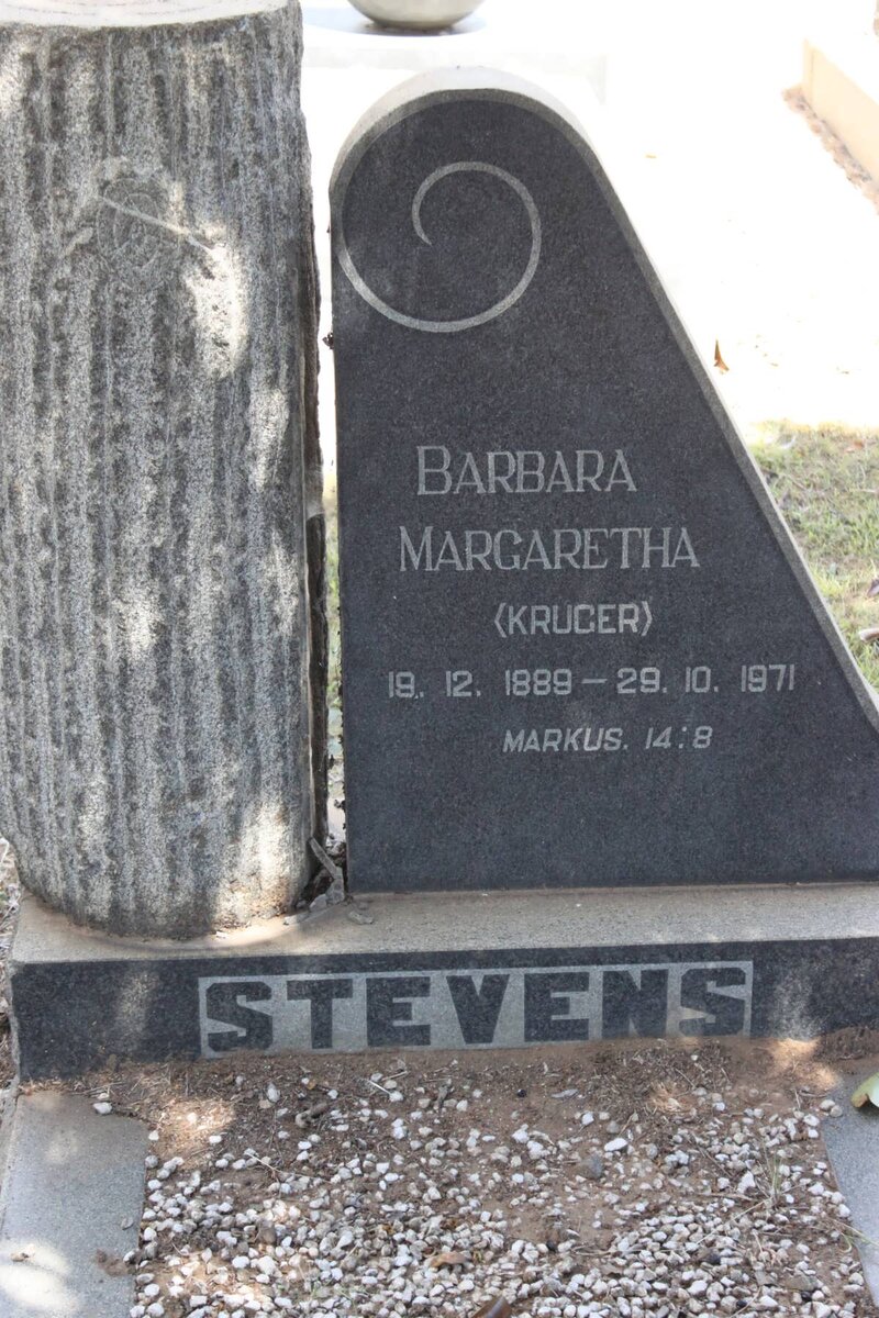 STEVENS Barbara Margaretha nee KRUGER 1889-1971