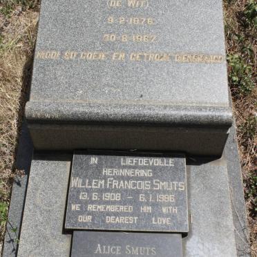 SMUTS Sarah Johanna geb DE WIT 1876-1967 :: SMUTS Willem Francois 1908-1986 &amp; Alice BROOKS 1906-1963