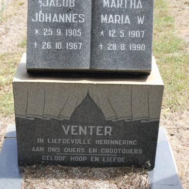VENTER Jacob Johannes 1905-1967 &amp; Martha Maria W. 1907-1990