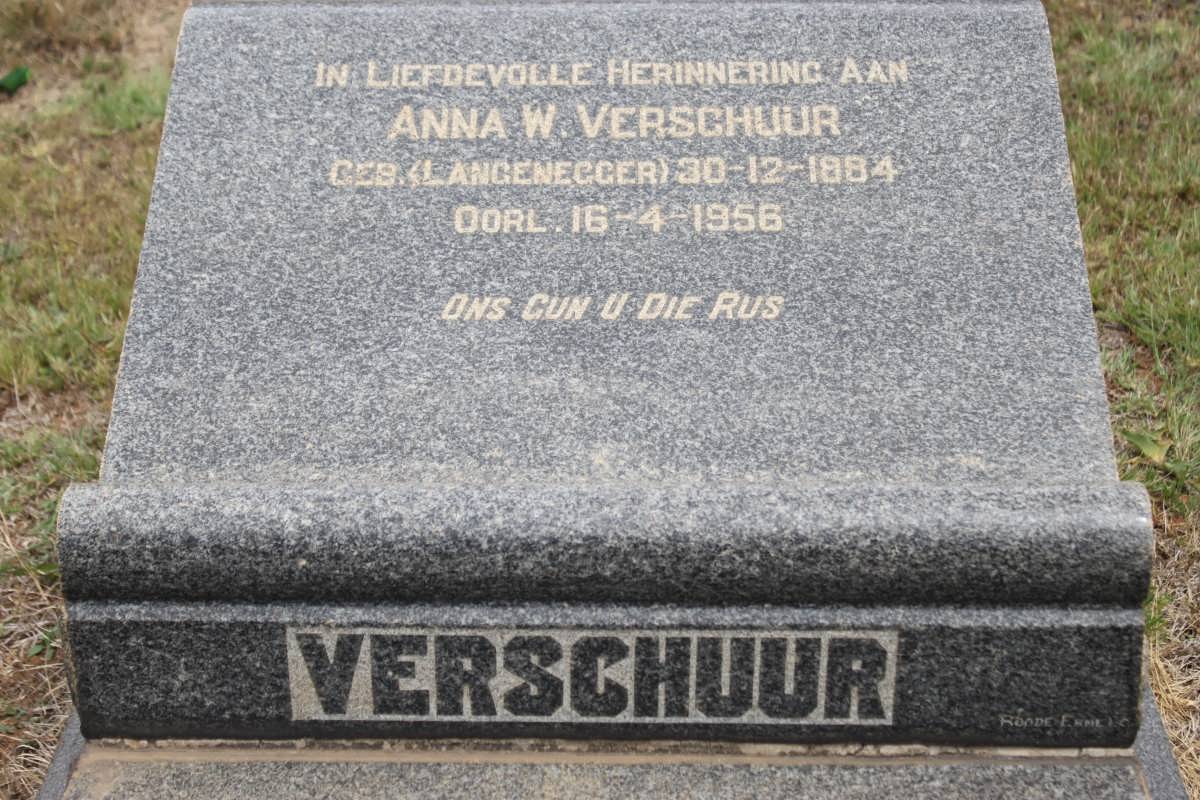 VERSCHUUR Anna W. nee LANGENEGGER 1884-1956