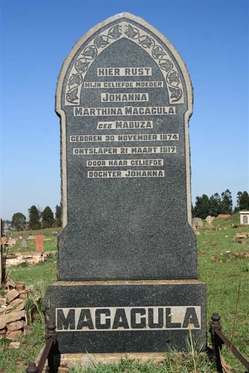 MACACULA Johanna Marthina nee MABUZA 1874-1917