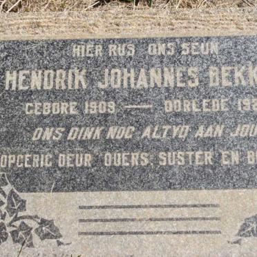 BEKKER Hendrik Johannes 1909-1927
