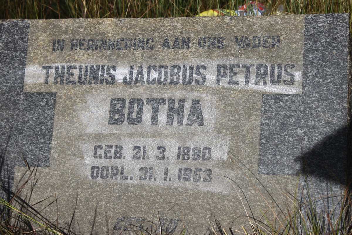 BOTHA Theunis Jacobus Petrus 1880-1953