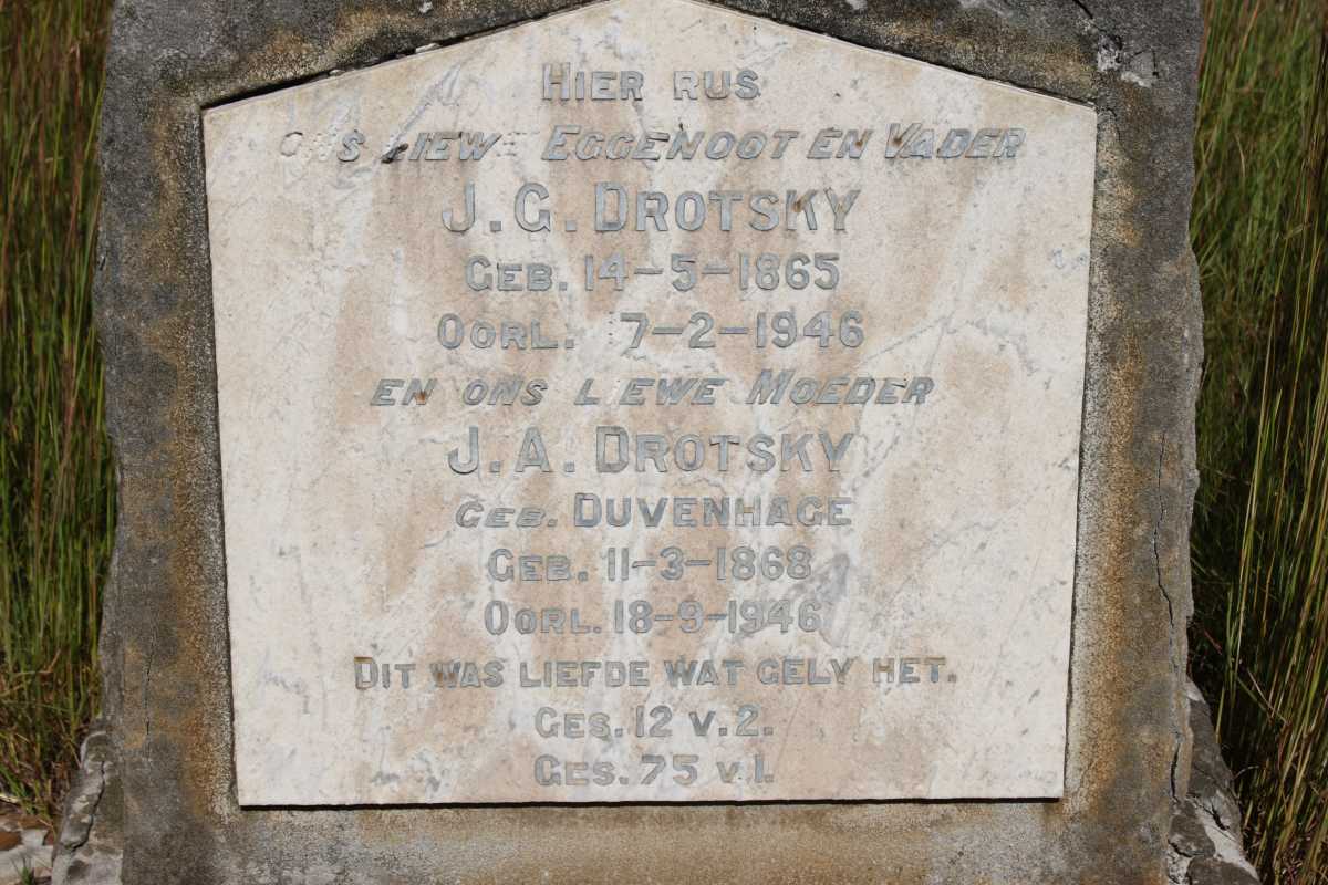 DROTSKY J.G.1865-1946 &amp; J.A. DUVENHAGE 1868-1946