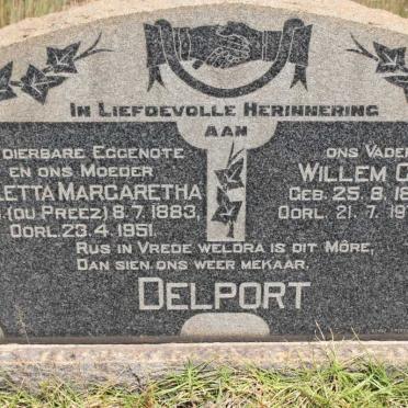 DELPORT Willem C.B. 1884-1971 &amp; Alletta Margaretha DU PREEZ 1883-1951
