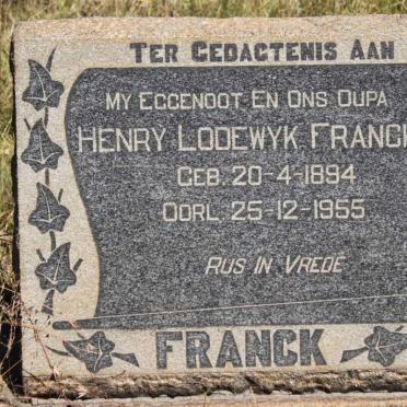 FRANCK Henry Lodewyk 1894-1955