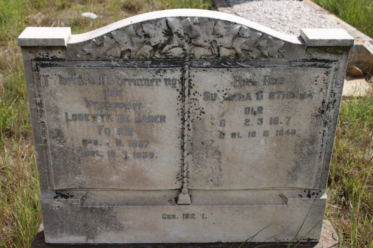 FOURIE Lodewyk de Jager 1887-1939 &amp; Susanna Gertruida 18?7-1940