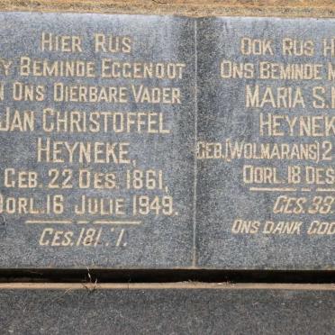 HEYNEKE Jan Christoffel 1861-1949 &amp; Maria S.M.J. WOLMARANS 1882-1957