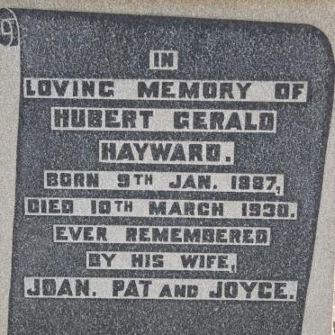 HAYWARD Hubert Gerald 1887-1930
