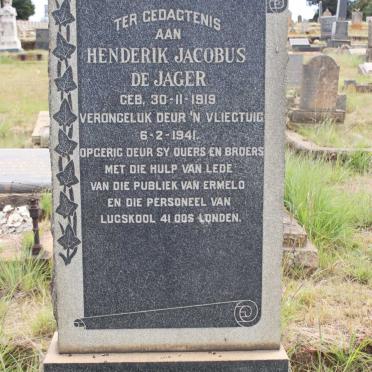 JAGER Hendrik Jacobus, de 1919-1941