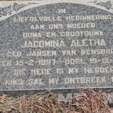 MERWE Jacomina Aletha, v.d. geb Jansen van RENSBURG 1897-19?9
