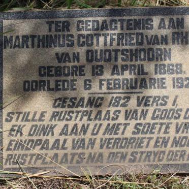 OUDTSHOORN Marthinus Gottfried, van Rheede van 1868-1928