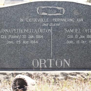 ORTON Samuel 1863-1918 &amp; Johanna Petronella FOURIE 1864-1944