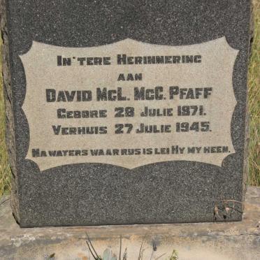 PFAFF David McL., McC 1871-1945