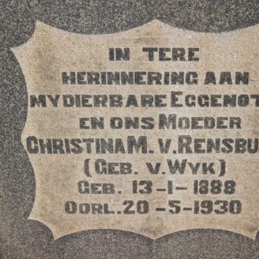RENSBURG Christina M., van nee v. WYK 1888-1930