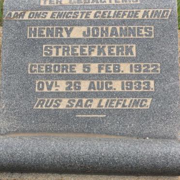 STREEFKERK Henry Johannes 1922-1933