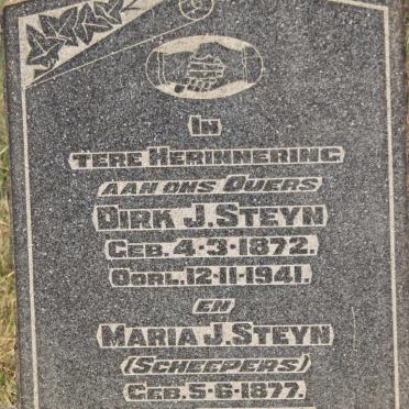 STEYN Dirk J. 1872-1941 &amp; Maria J. SCHEEPERS 1877-1942