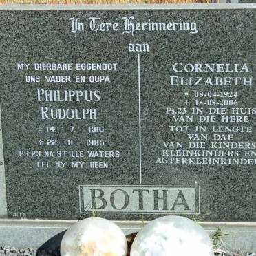 BOTHA Philippus Rudolph 1916-1985 &amp; Cornelia Elizabeth 1924-2006