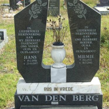 BERG Hans, van den 1916-1997 &amp; Miemie 1921-2003