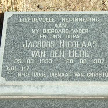 BERG Jacobus Nicolaas, van den 1893-1987