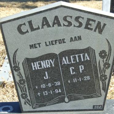 CLAASSEN Henry J. 1938-1994 &amp; Aletta C.P. 1928-