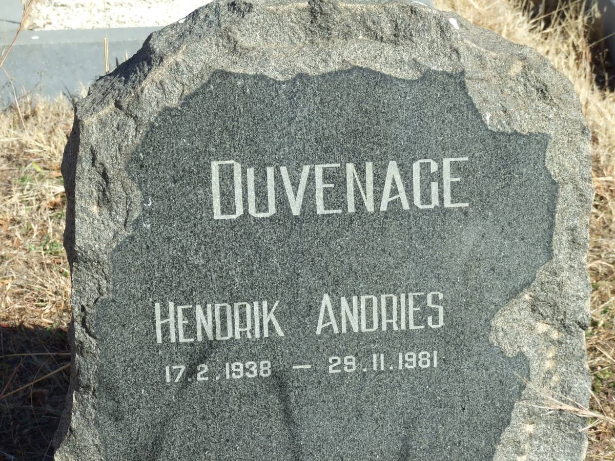 DUVENAGE Hendrik Andries 1938-1981