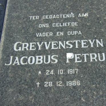 GREYVENSTEYN Jacobus Petrus 1917-1986