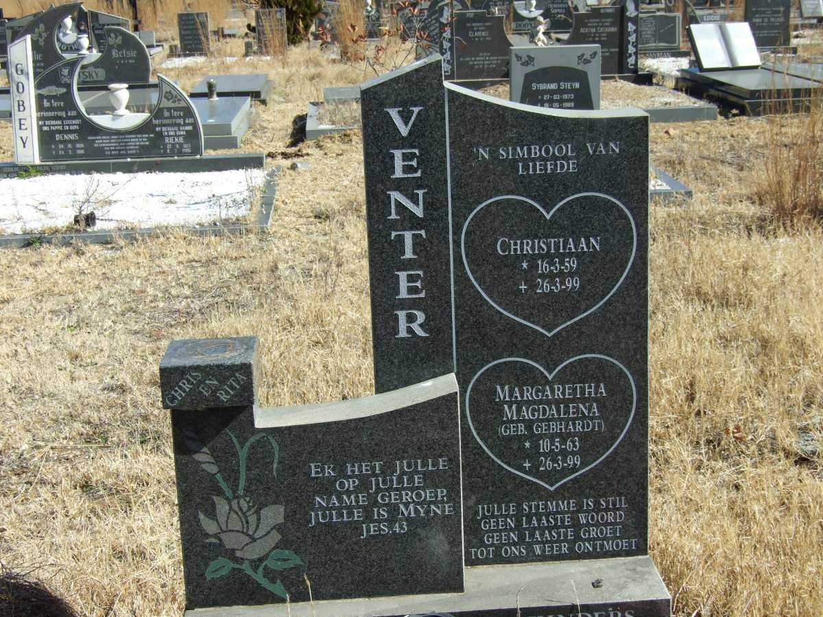 VENTER Christiaan 1959-1999 &amp; Margaretha Magdalena GEBHARDT 1963-1999