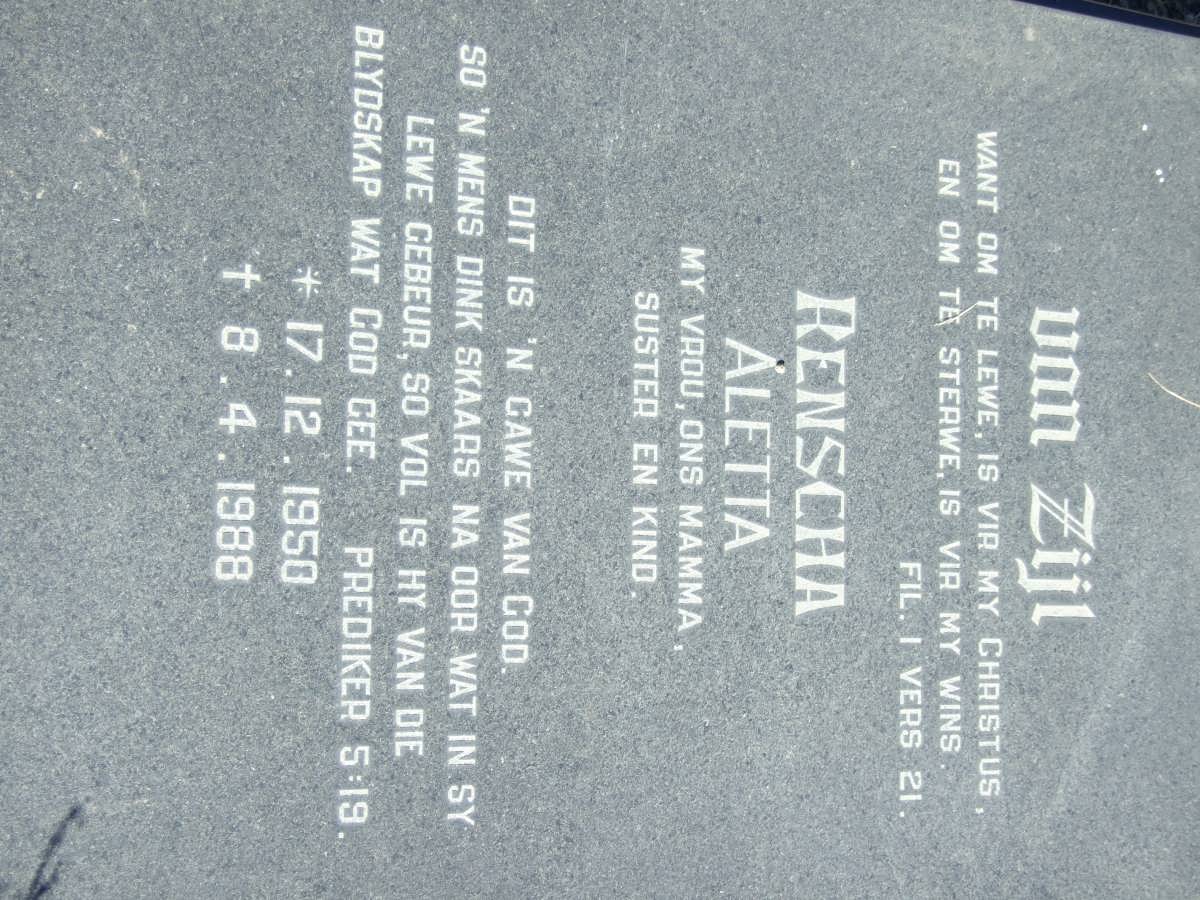 ZIJL Renscha Aletta, van 1950-1988