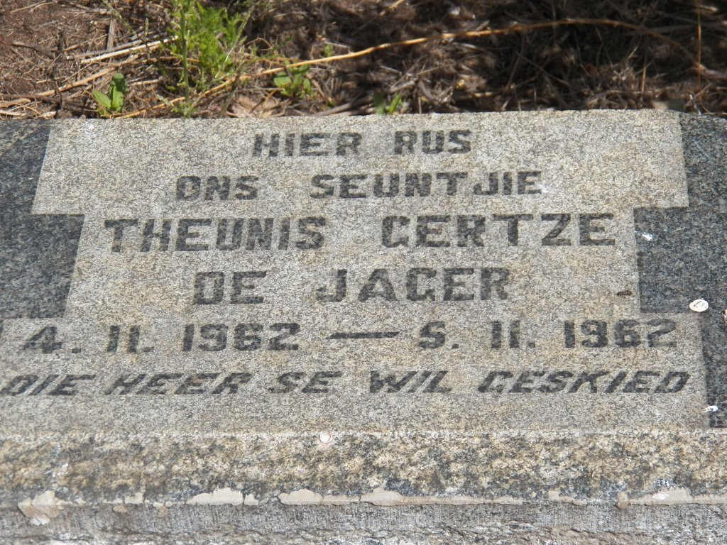JAGER Theunis Gertze, de 1962-1962