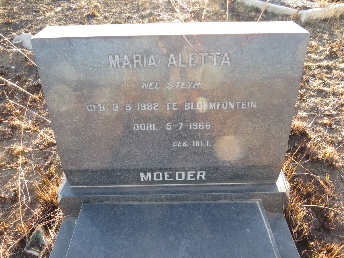? Maria Aletta nee STEYN 1882-1966