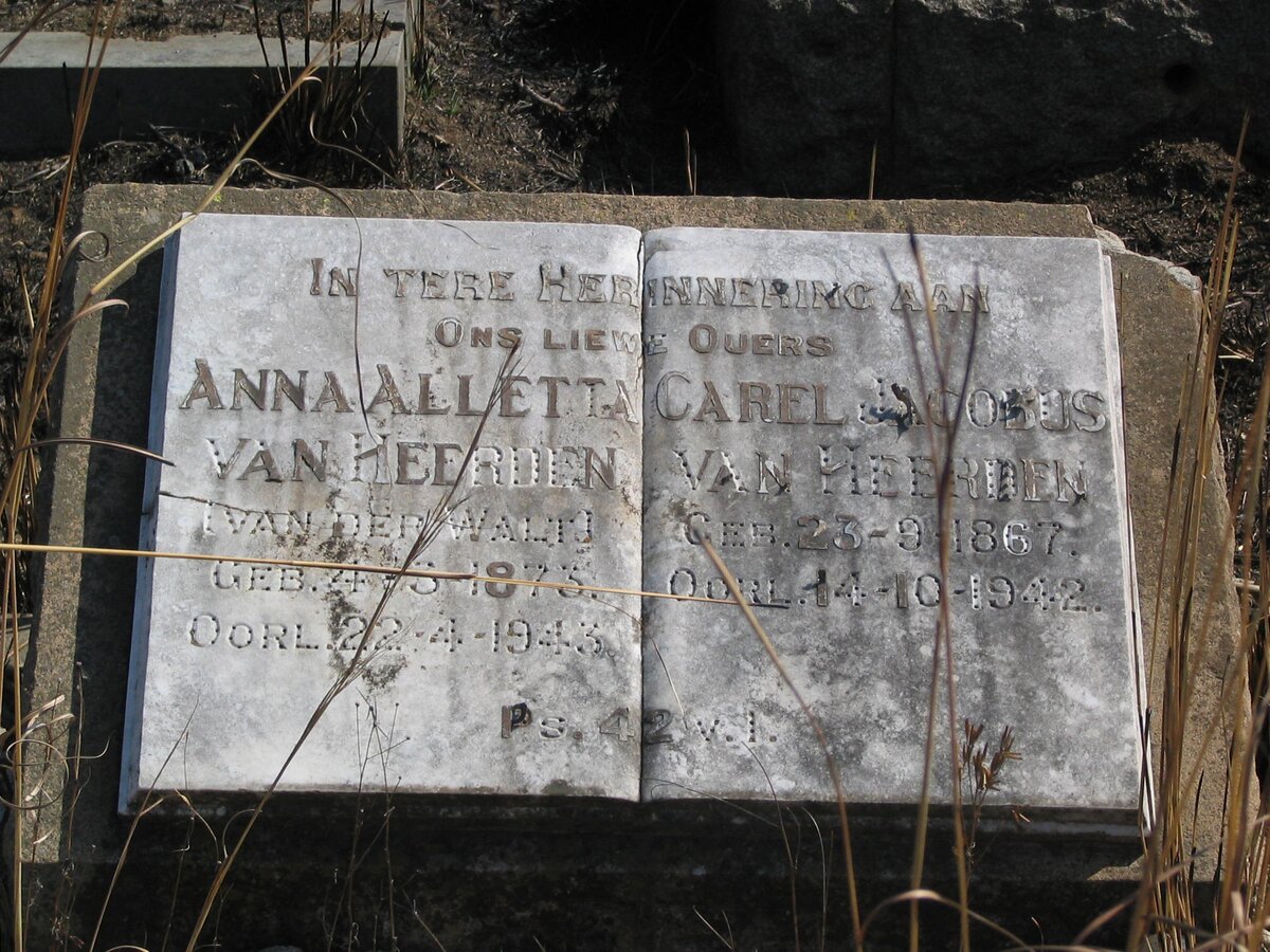 HEERDEN Carel Jacobus, van 1867-1942 &amp; Anna Aletta VAN DER WALT 1873-1943 