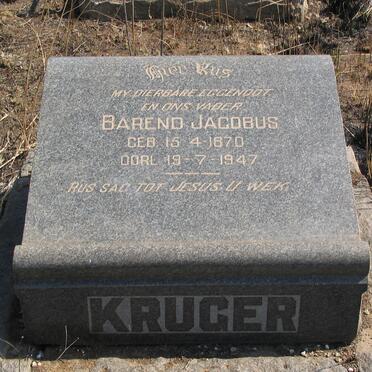 KRUGER Barend Jacobus 1870-1947