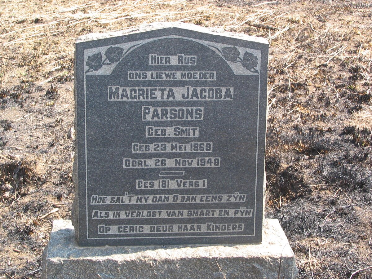 PARSONS Magrieta Jacoba nee SMIT 1863-1948
