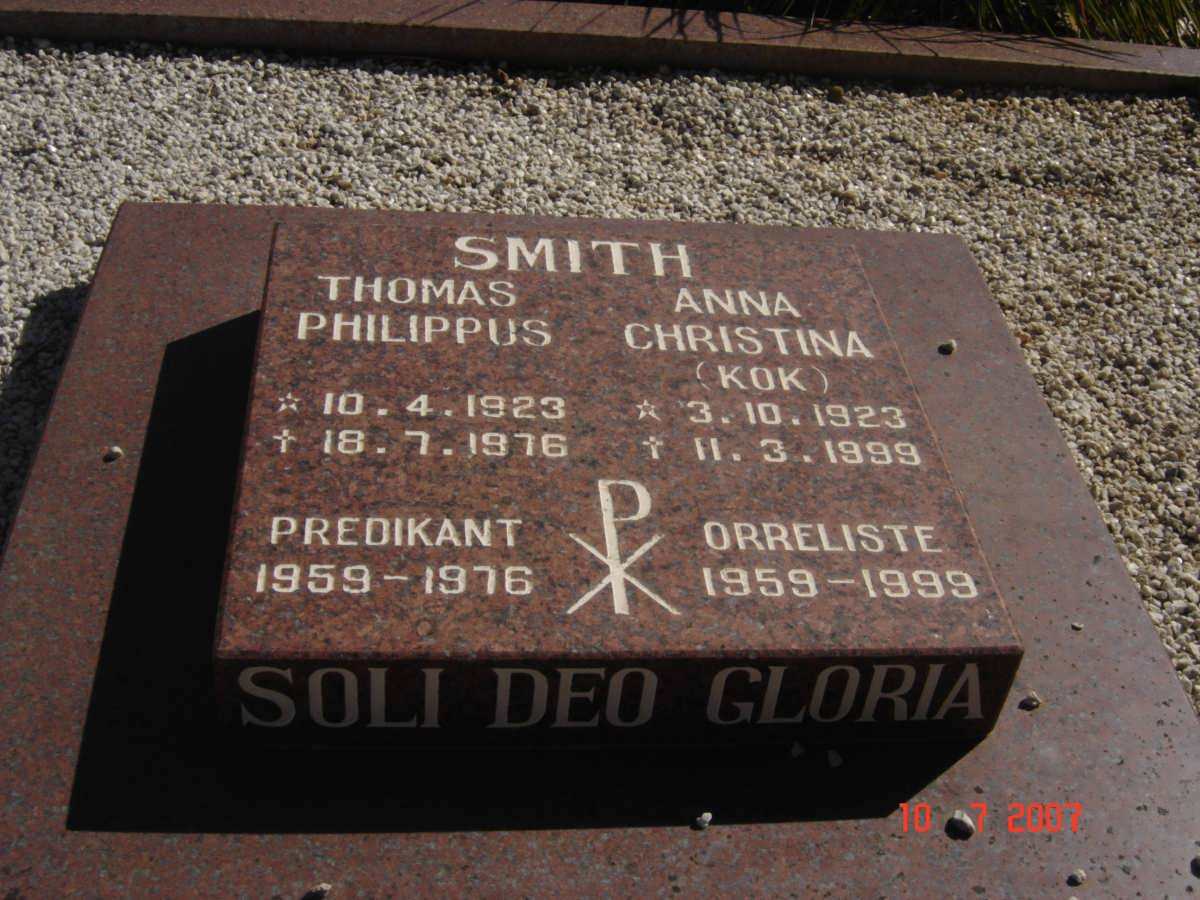SMITH Thomas Philippus 1923-1976 &amp; Anna Christina KOK 1923-1999