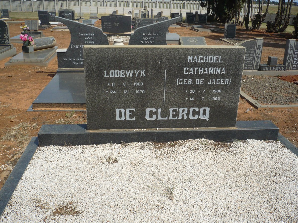 CLERCQ Lodewyk, de 1900-1979 &amp; Machdel Catherina DE JAGER 1908-1999