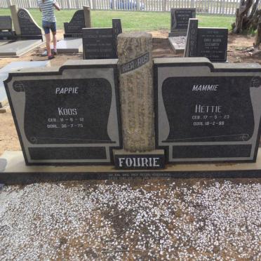 FOURIE Koos 1912-1975 &amp; Hettie 1923-1998