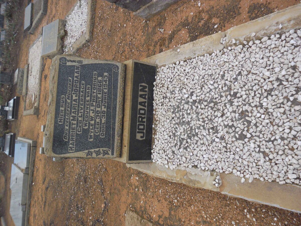 JORDAAN Harriet Maria voorheen PRETORIUS nee LIVERSAGE 1866-1943