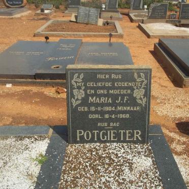 POTGIETER Frederik Daniël 1889-1982 &amp; Maria J.F. MINNAAR 1904-1968