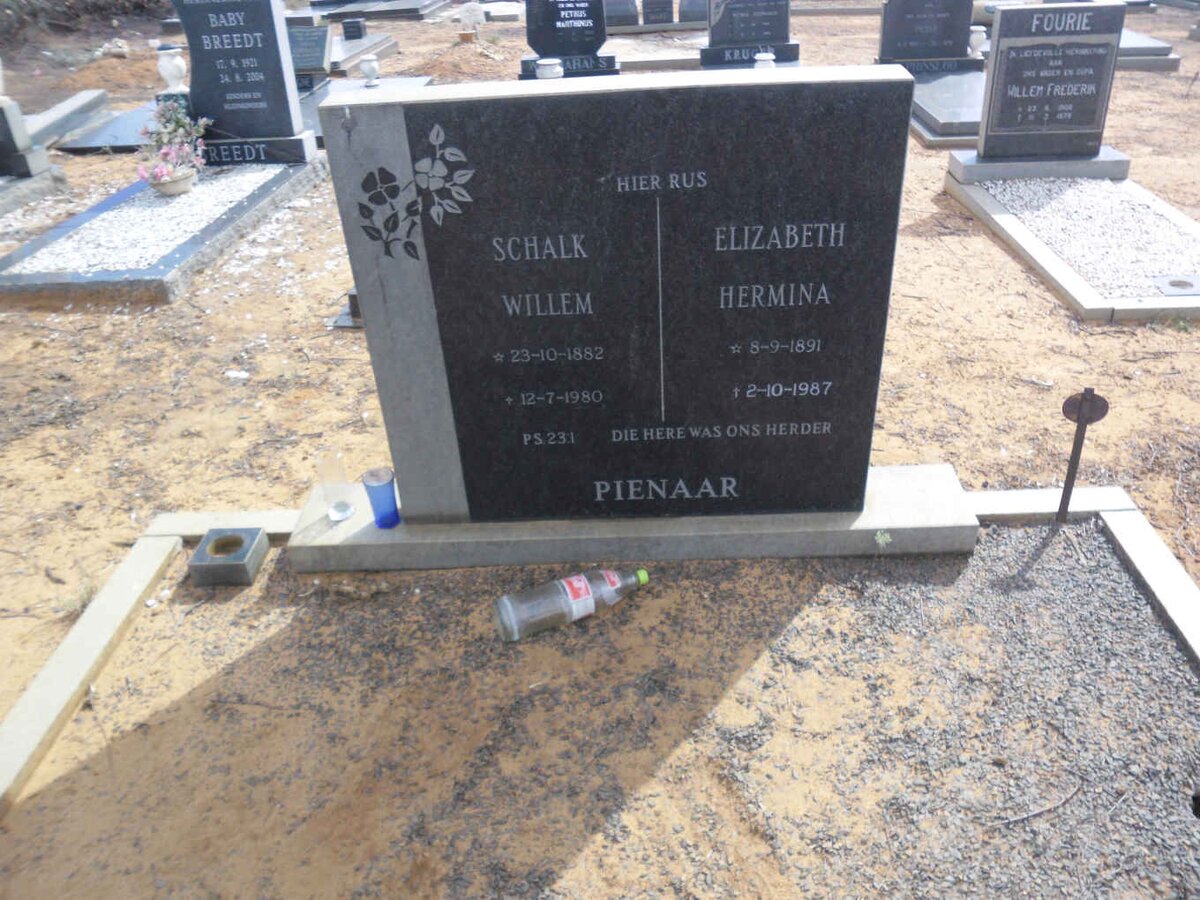 PIENAAR Schalk Willem 1882-1980 &amp; Elizabeth Hermina 1891-1987