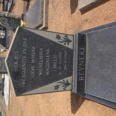 REYNEKE Wilhelmina Magdalena nee MILLS 1918-1962