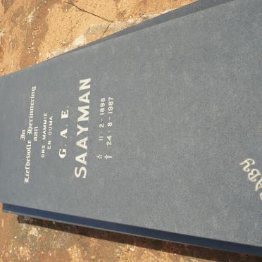 SAAYMAN G.A.E. 1898-1987
