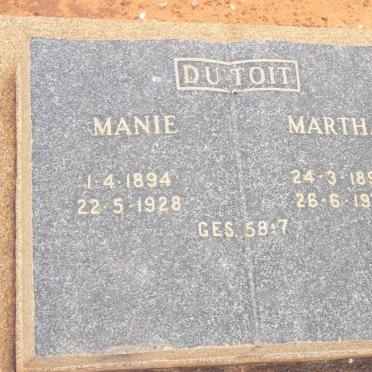 TOIT Manie, du 1894-1928 &amp; Martha 1893-1974