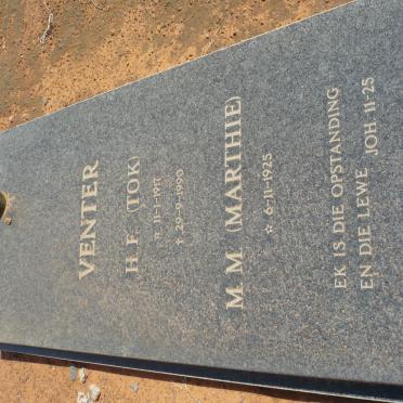 VENTER H.F. 1917-1990 &amp; M.M. 1925-