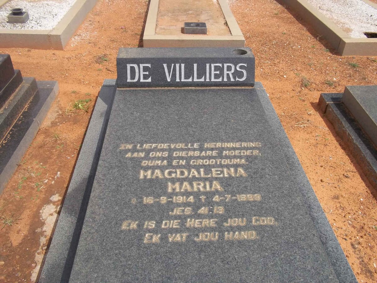 VILLIERS Magdalena Maria, de 1914-19??