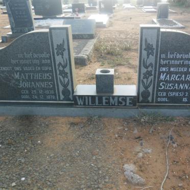 WILLEMSE Mattheus Johannes 1930-1978 &amp; Margaretha Susanna SPIES 1934-2004