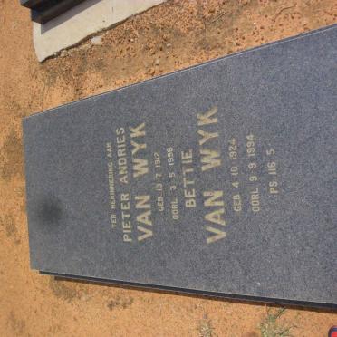 WYK Pieter Andries, van 1912-1998 &amp; Bettie 1924-1994