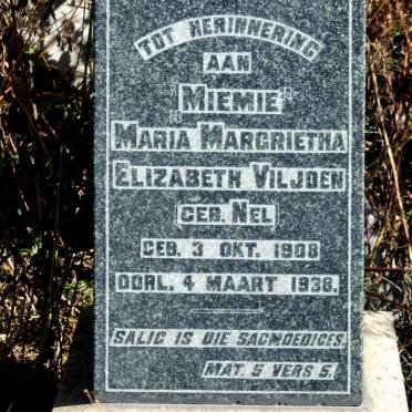 VILJOEN Maria Margrietha Elizabeth nee NEL 1908-1938