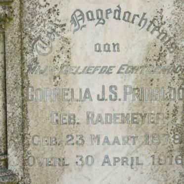 PRINSLOO Cornelia J.S. nee RADEMEYER 1879-1916