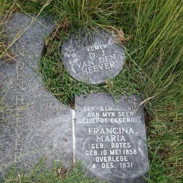 HEEVER Francina Maria, van den nee BOTES 1858-1931 :: VAN DEN HEEVER D.J. 1928-1930